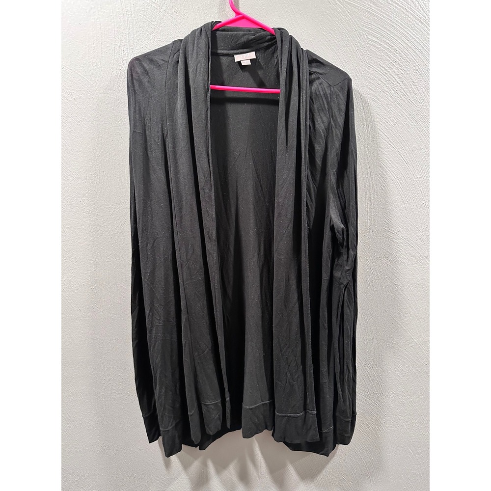 J. Jill Womens Black Open Front Draped Shawl Collar Cardigan Sweater Size M
